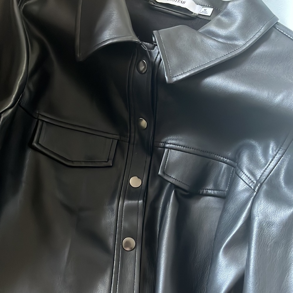 JUSTFAB pleather button down - Picture 5 of 6